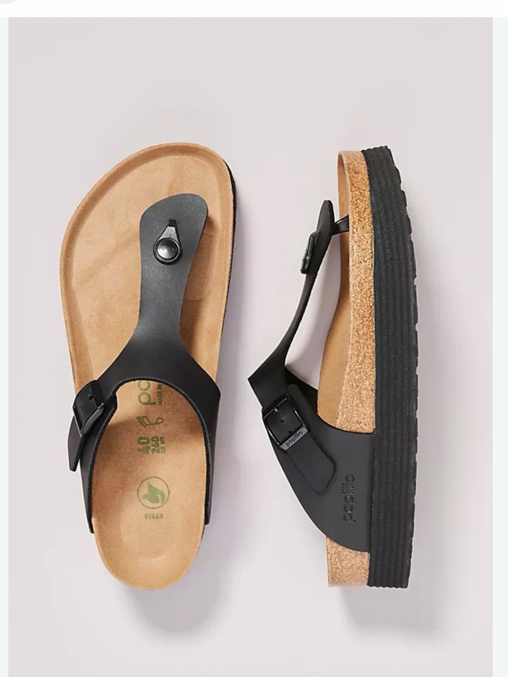 Papillio Black Cork Footbed Thong Sandals